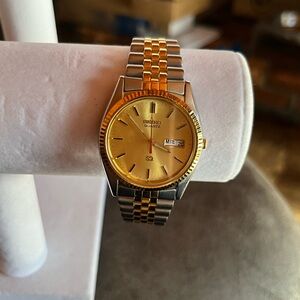 VINTAGE MENS SEIKO WATCH 7N43-8111 JUBILEE DAY DATE TWO TONE WATCH